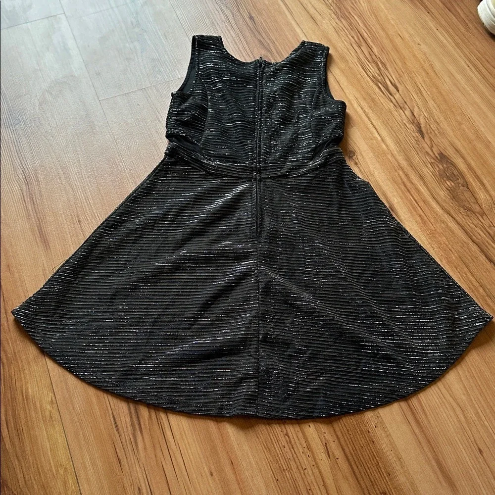 The Children's Place Girls Black Silver‎ Stripe Party Dress Size M 7/8